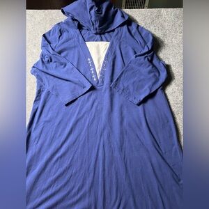 Sport Savvy  Women’s Hooded Dress Blue Lightweight Pullover Cotton Comfort Sz 2X